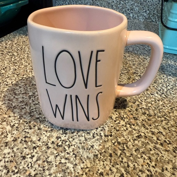 Rae Dunn Pink 'Love Wins' Mug - NWOT - Picture 1 of 4
